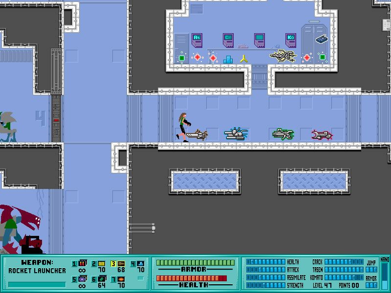 Iji (Windows) screenshot: This is an excellent area to stock up on weapons and ammo.