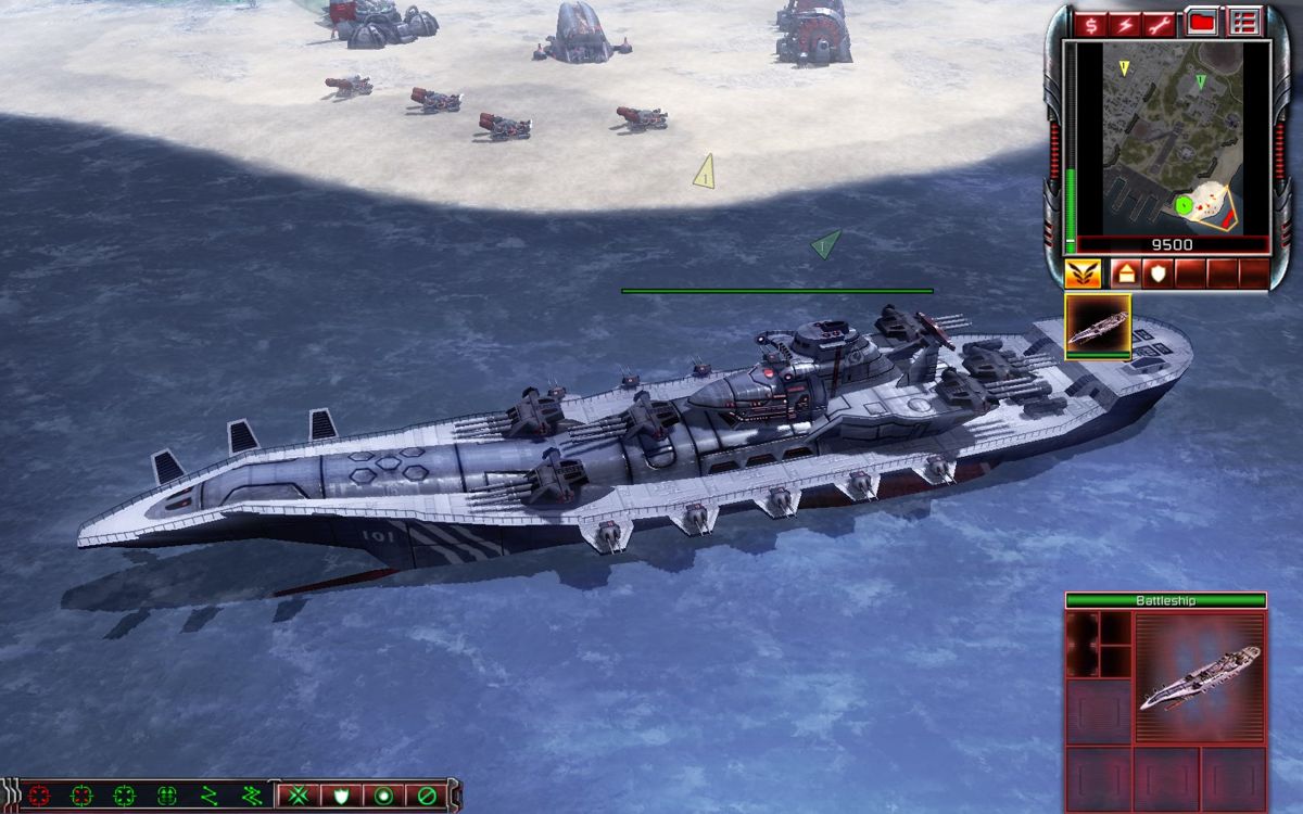Command & Conquer 3: Kane's Wrath (Windows) screenshot: Nod battleship as good as dead in the water since you cannot use it.