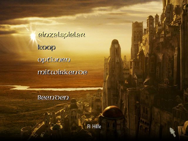 The Lord of the Rings: The Return of the King (Windows) screenshot: Main menu (German)