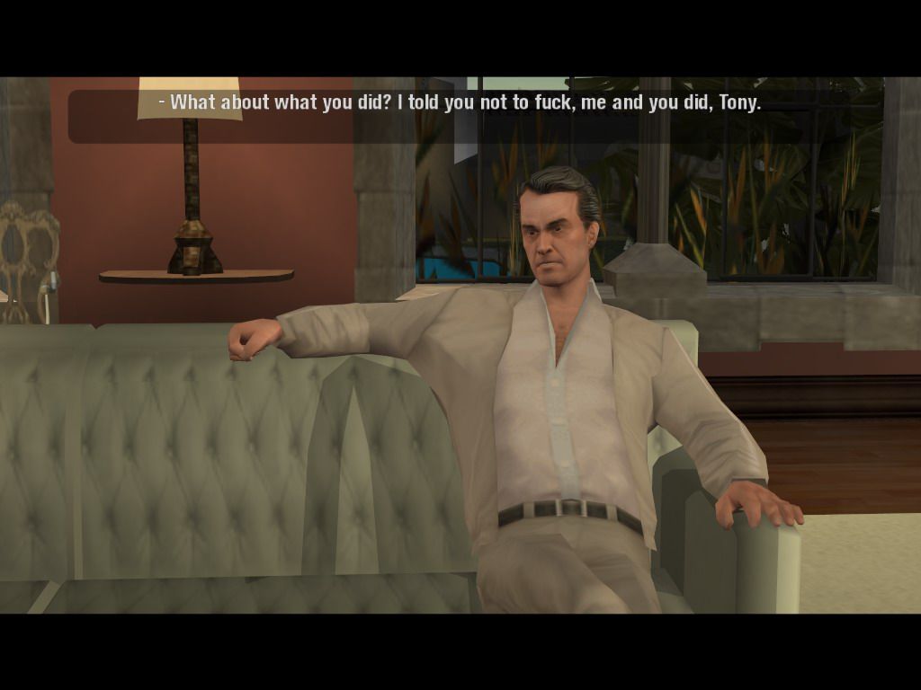 Scarface: The World Is Yours (Windows) screenshot: Sosa is trying to threaten you.