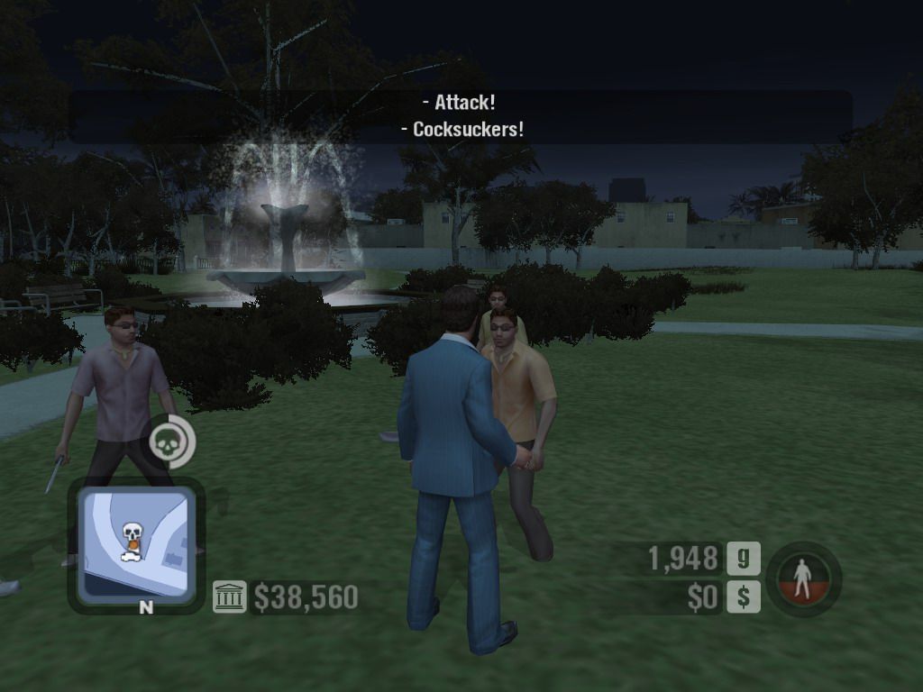 Scarface: The World Is Yours (Windows) screenshot: The local gang is not friendly with you.