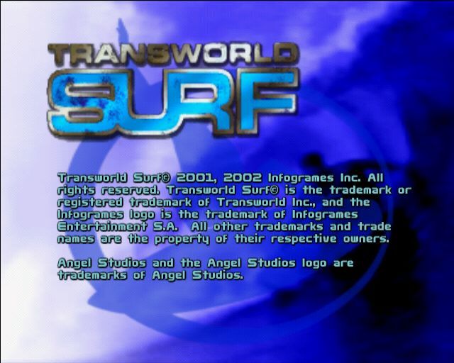 TransWorld Surf (PlayStation 2) screenshot: The licensing and title screen
