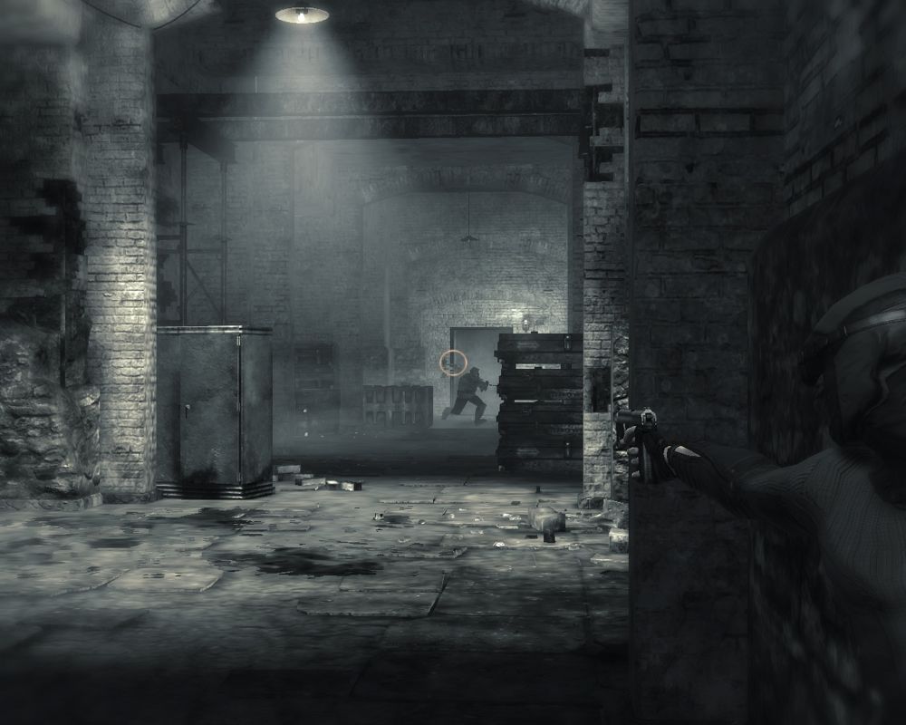 Dark Sector (Windows) screenshot: Firing from shelter.