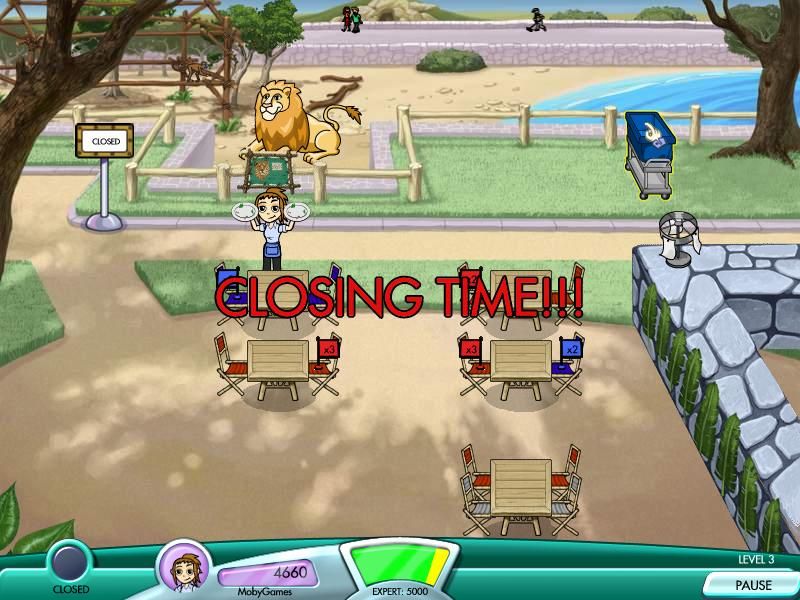 Diner Dash: Hometown Hero (Windows) screenshot: I am cleaning the tables. It is closing time.