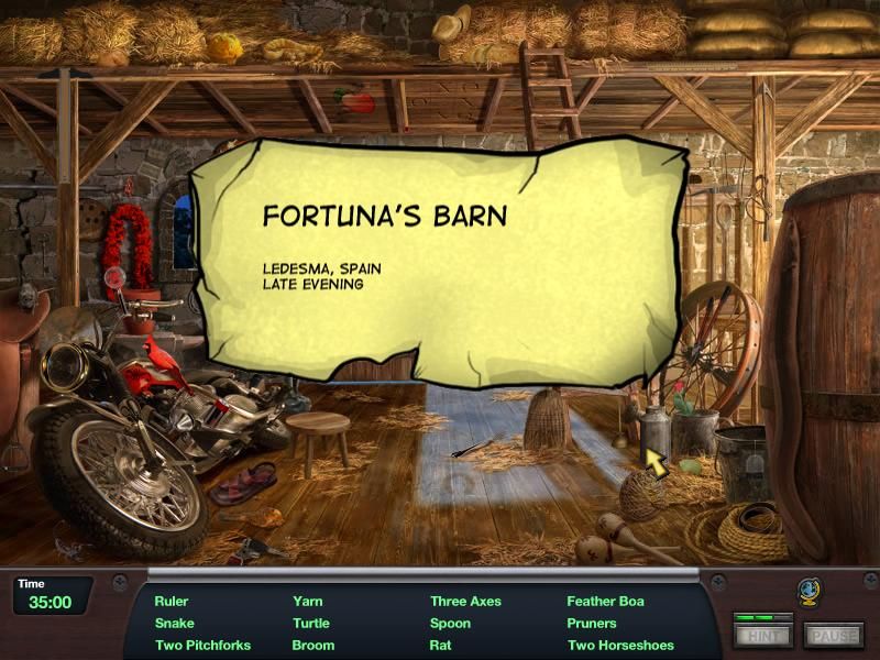 Nightshift Legacy: The Jaguar's Eye (Windows) screenshot: Now we search Fortuna's barn.