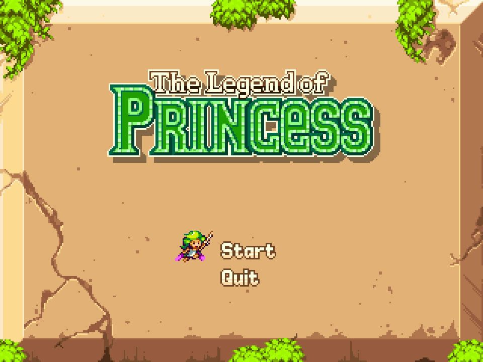 The Legend of Princess (Windows) screenshot: Title screen and main menu