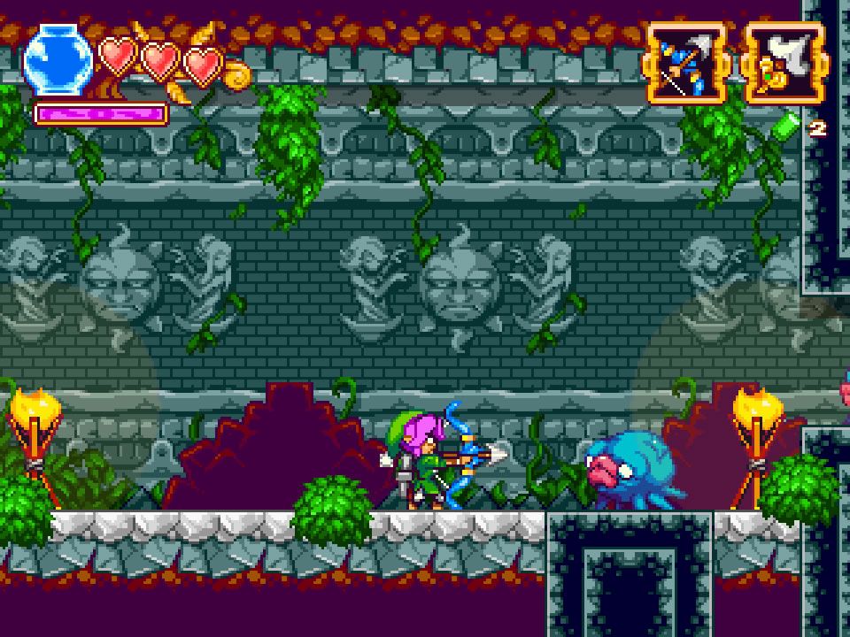 The Legend of Princess (Windows) screenshot: Shooting with bow and arrow.