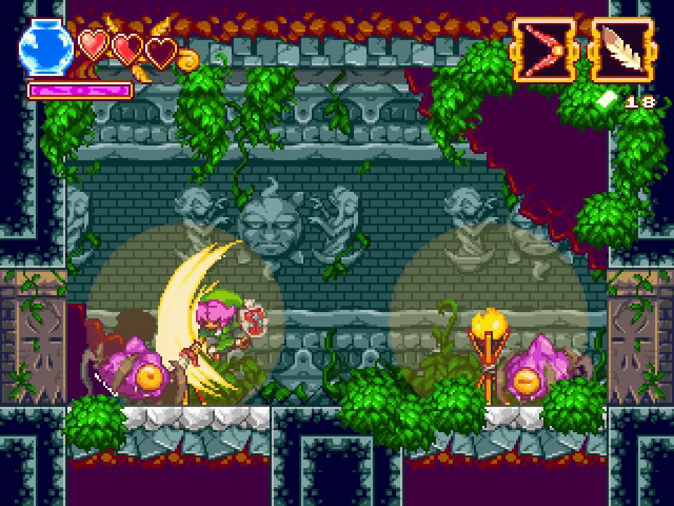 The Legend of Princess (Windows) screenshot: Fighting two enemies at the same time.