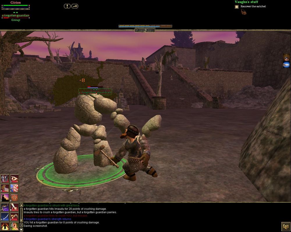 EverQuest II (Windows) screenshot: Fighting a Forgotten Guardian.