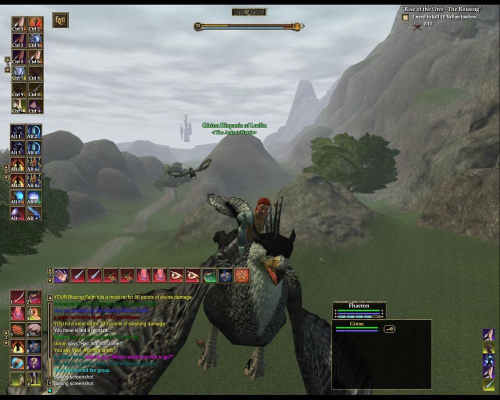 EverQuest II (Windows) screenshot: Flying a Griphon.