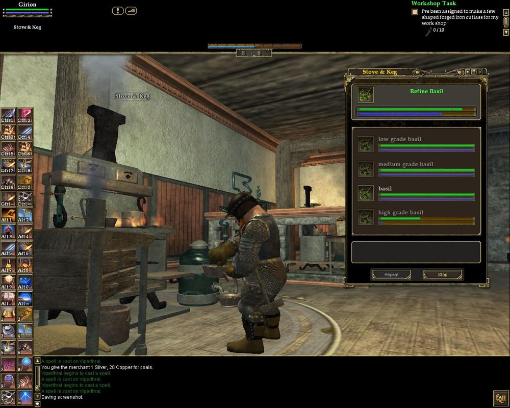 EverQuest II (Windows) screenshot: Working on Trade Skills.