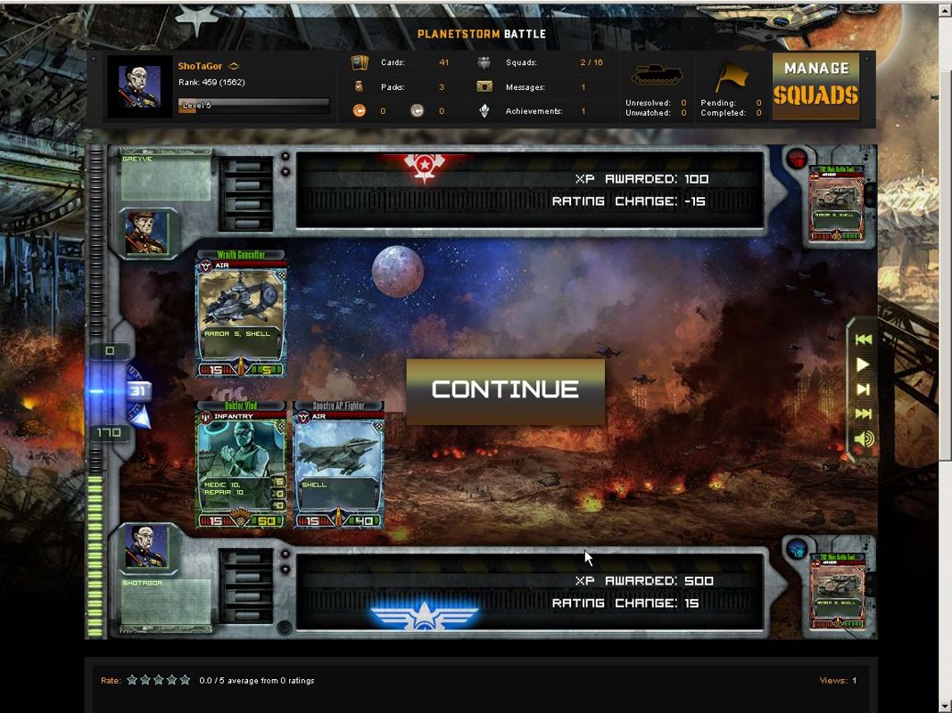 Planetstorm (Browser) screenshot: This time the victory is mine!
