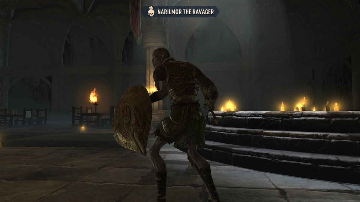 The Elder Scrolls: Blades (Nintendo Switch) screenshot: Bosses have short cutscenes before you fight them.