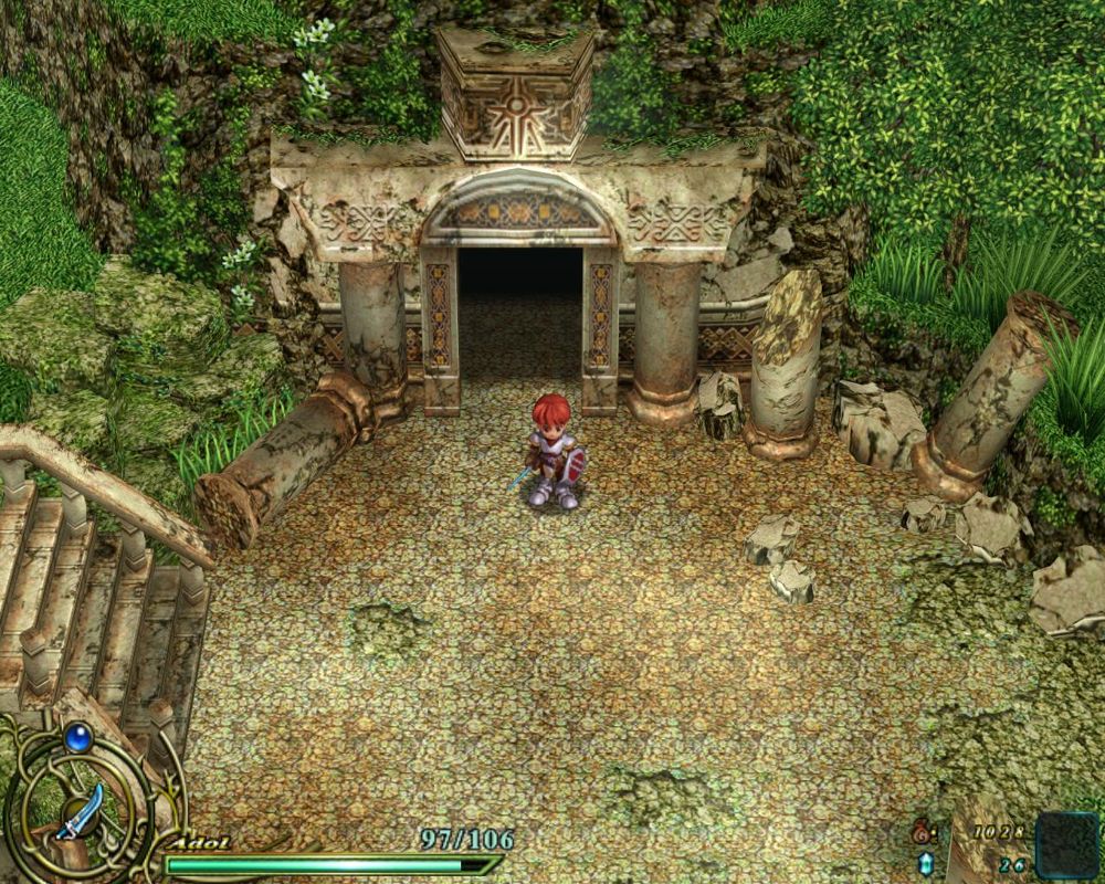 Ys VI: The Ark of Napishtim (Windows) screenshot: Exiting the Mythos path.