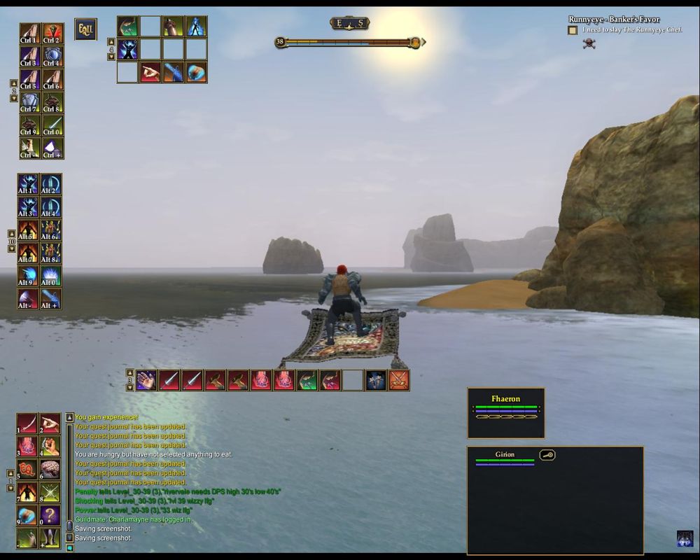 EverQuest II (Windows) screenshot: Flying on a Magic Carpet.