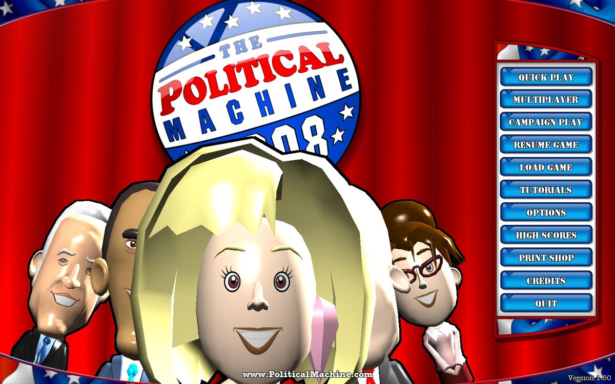 The Political Machine 2008 (Windows) screenshot: Main Menu