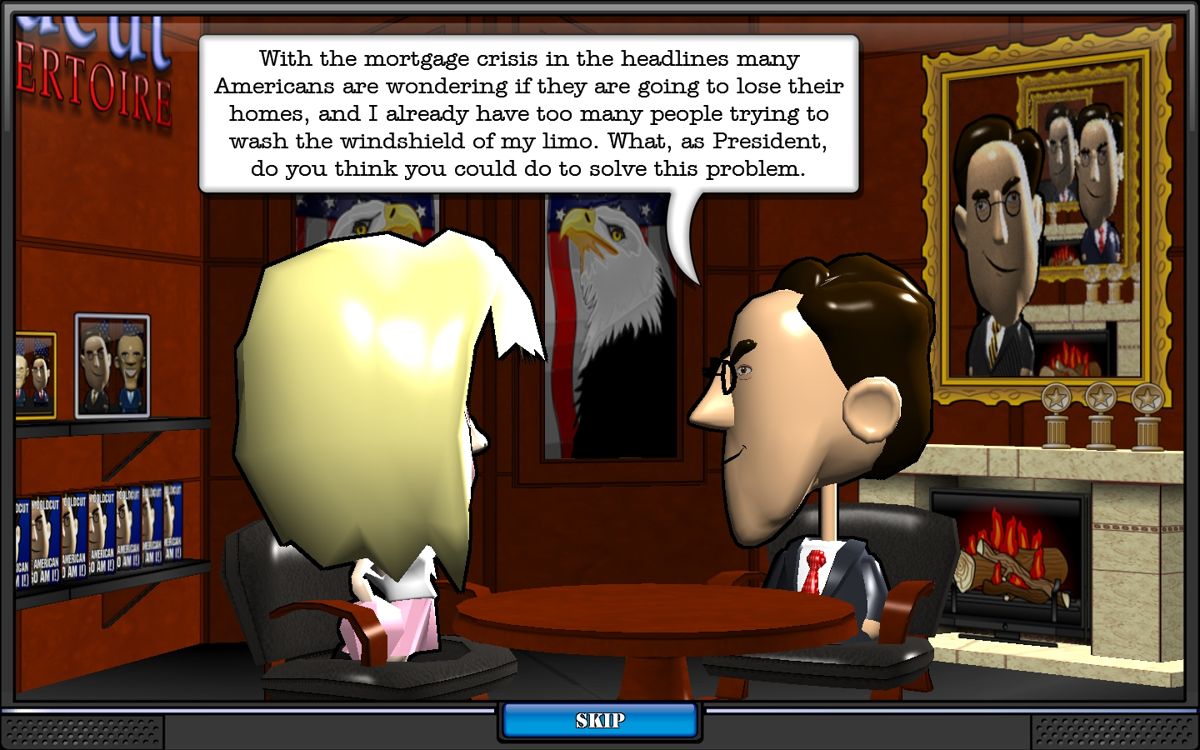 The Political Machine 2008 (Windows) screenshot: Going on a show to do an interview...