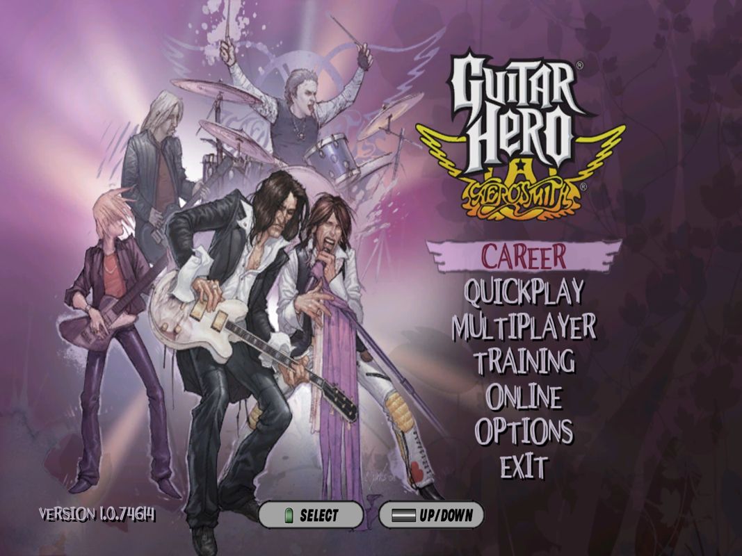 Guitar Hero: Aerosmith (Windows) screenshot: Main Menu
