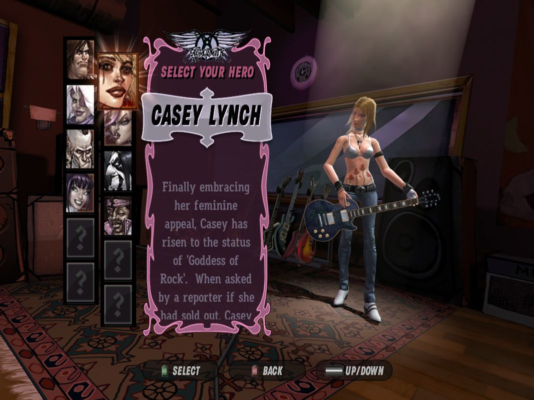 Guitar Hero: Aerosmith (Windows) screenshot: Choose your character