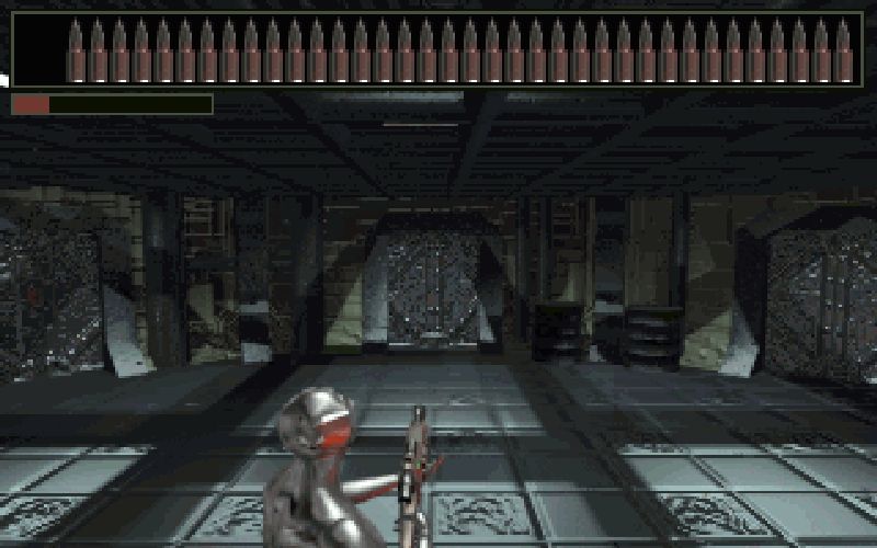 Cyberwar (DOS) screenshot: Shooting sequence ("Mutation Storage" level)