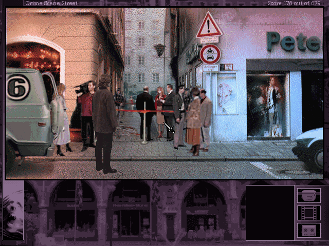 The Beast Within: A Gabriel Knight Mystery (DOS) screenshot: Hey, what's with all the police here? Was there another murder?