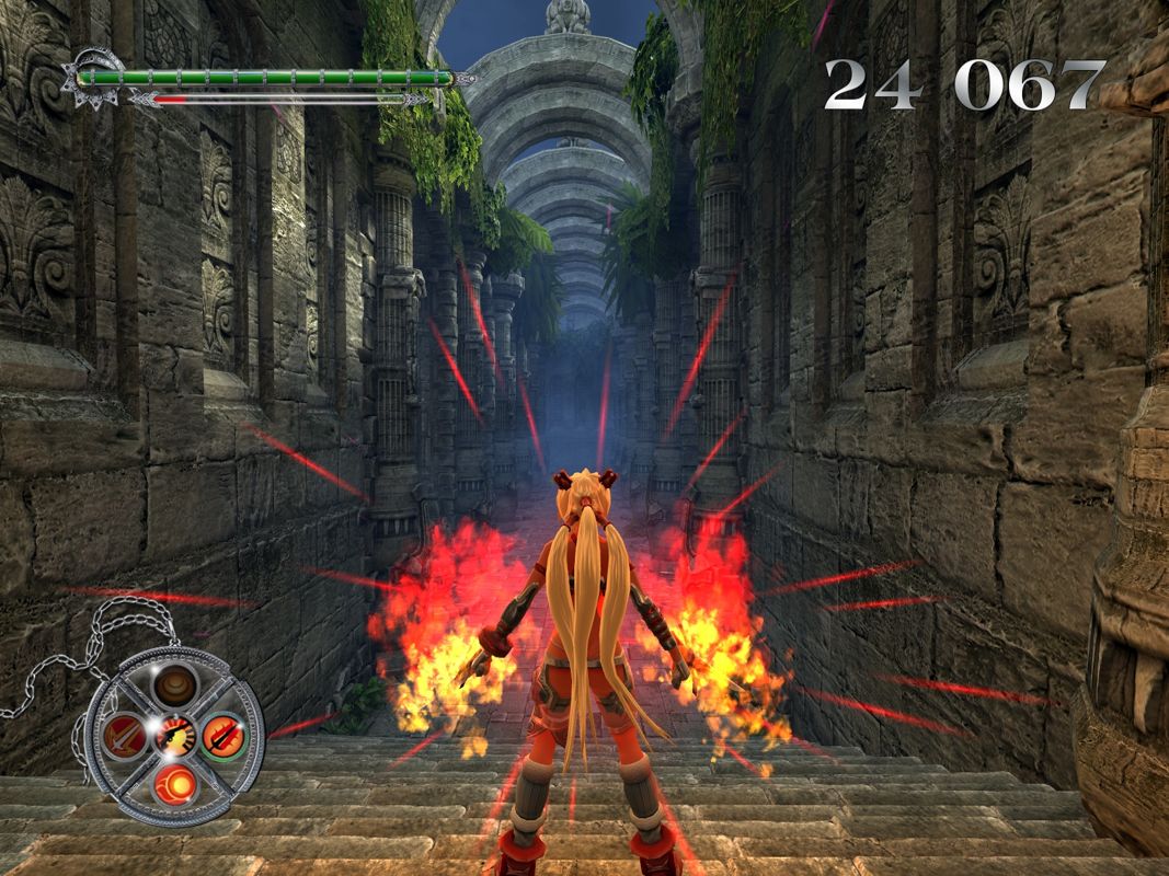 X-Blades (Windows) screenshot: Collecting rage in preparation of the next fight.