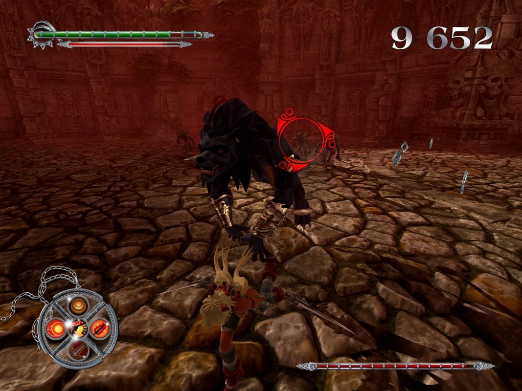 X-Blades (Windows) screenshot: Fighting The Dark for the first time.