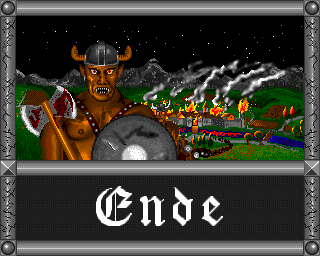 Jaktar: Der Elfenstein (Amiga) screenshot: Game over - Elex, the necromancer has won