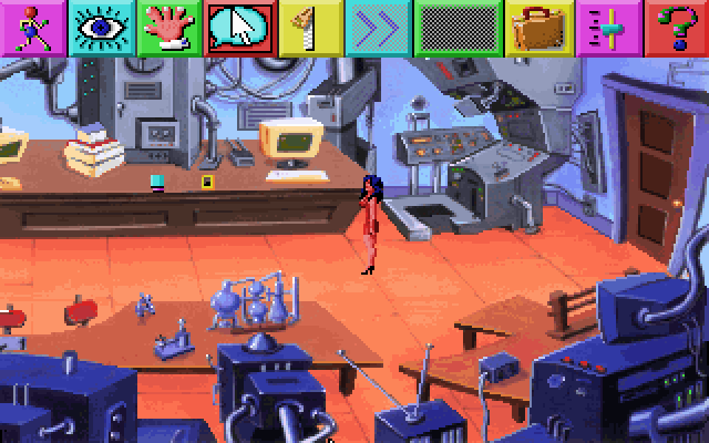 Leisure Suit Larry 5: Passionate Patti Does a Little Undercover Work (DOS) screenshot: Playing as Patti: viewing the new command interface