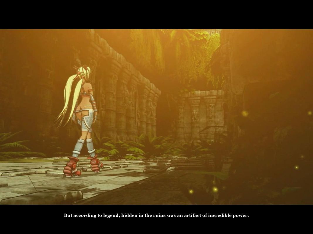 X-Blades (Windows) screenshot: The cutscenes use a light cel-shaded touch.