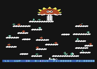 Springer (Atari 8-bit) screenshot: I fell off the cloud