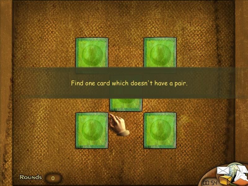 Art Detective (Windows) screenshot: Mini-game. Find the one card that isn't part of a pair.