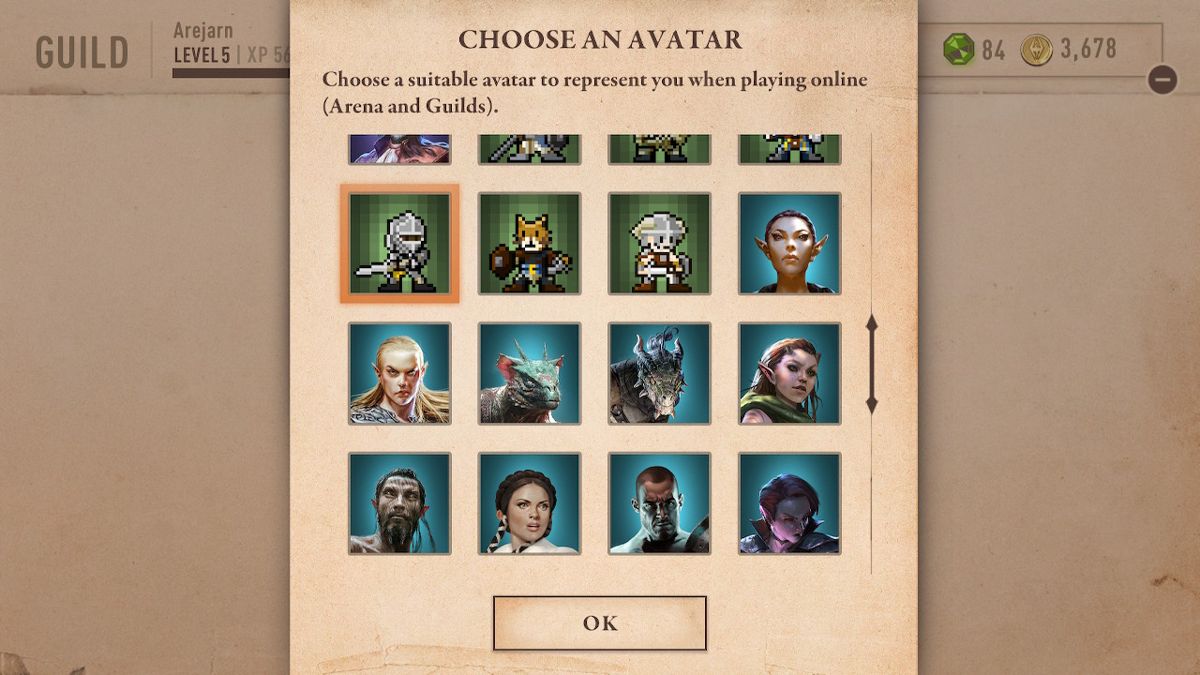 The Elder Scrolls: Blades (Nintendo Switch) screenshot: Selecting a character icon.