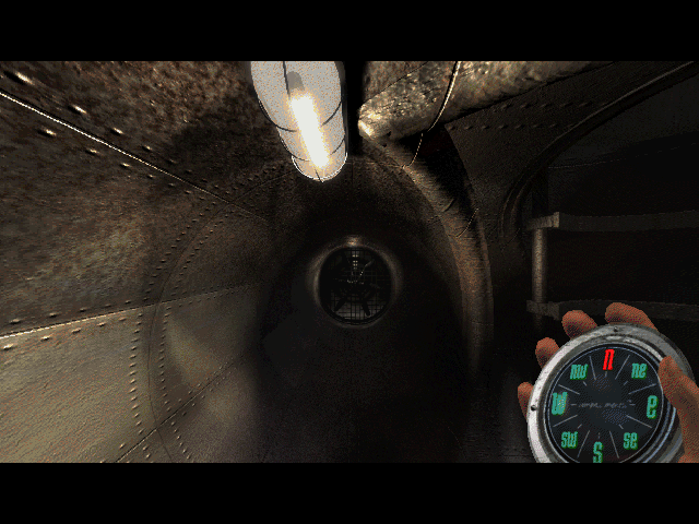 Biosys (Windows) screenshot: Underground air duct. You saw this in the flashbacks of the introduction video, maybe you should find a way in?