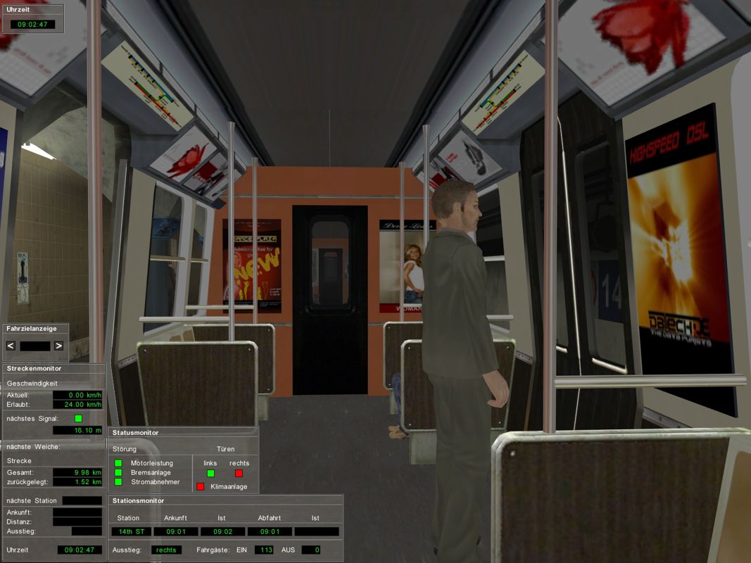 Subway Simulator: Volume 1 - The Path: New York Underground (Windows) screenshot: Looking around the wagon while waiting at the station.