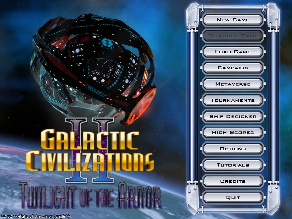 Galactic Civilizations II: Twilight of the Arnor (Windows) screenshot: Main Menu