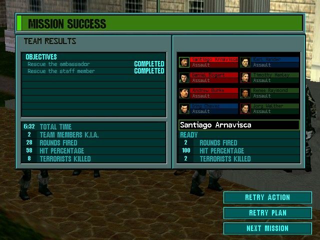 Tom Clancy's Rainbow Six (Windows) screenshot: Mission success