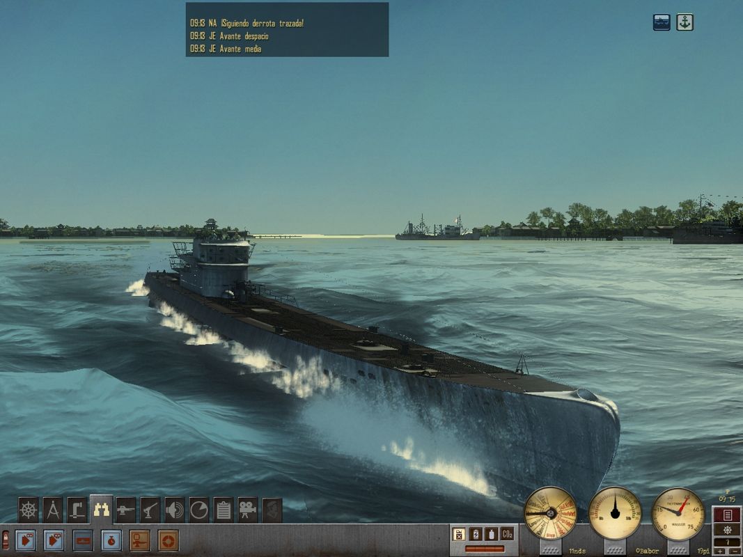 Silent Hunter 4: Wolves of the Pacific - U-Boat Missions (Windows) screenshot: Our submarine starts his first mission on the Pacific.