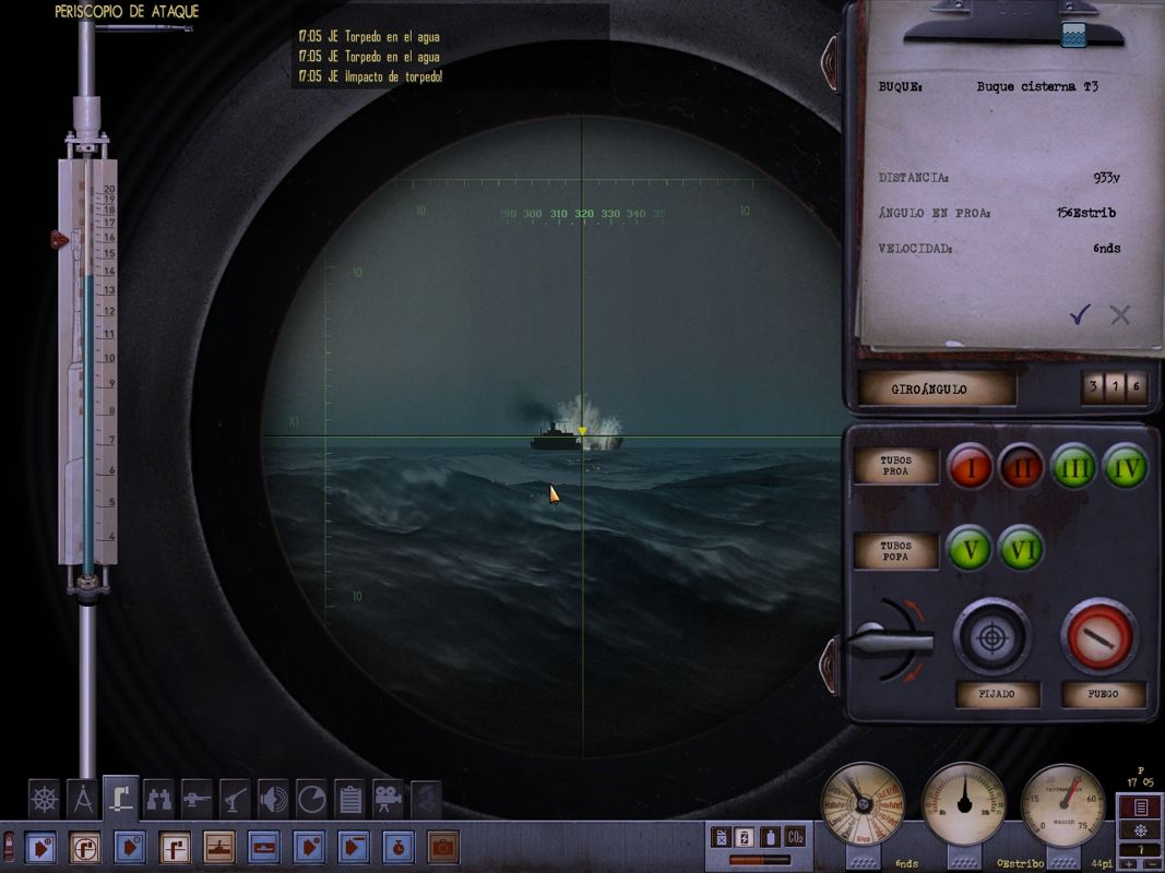 Silent Hunter 4: Wolves of the Pacific - U-Boat Missions (Windows) screenshot: First torpedo hit the target!