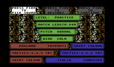 Gazza II (Commodore 64) screenshot: Main menu