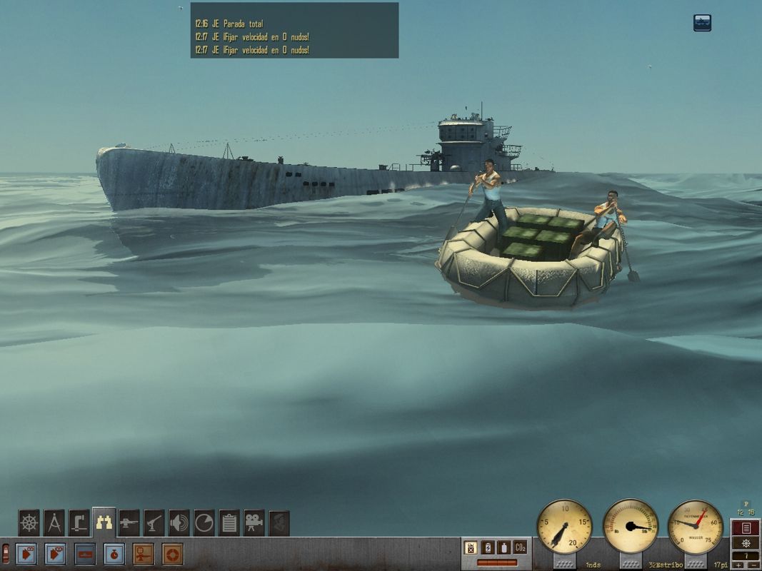 Silent Hunter 4: Wolves of the Pacific - U-Boat Missions (Windows) screenshot: The end of mission, deploying the supplies by boat.