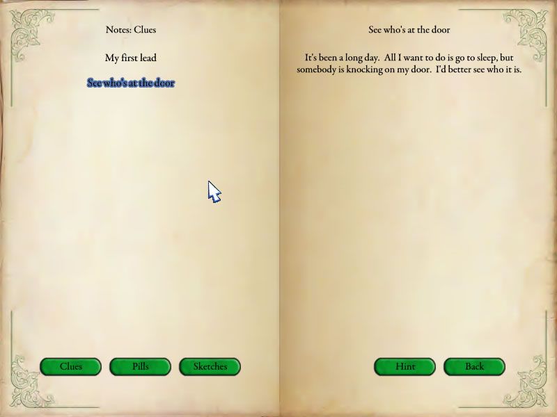 Emerald City Confidential (Windows) screenshot: The journal where conversations and clues are stored.