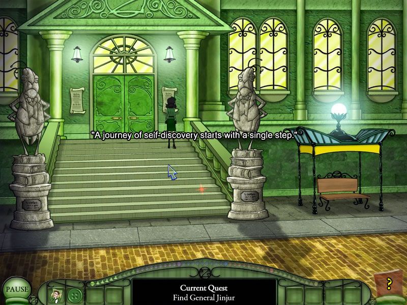 Emerald City Confidential (Windows) screenshot: Standing outside the university.