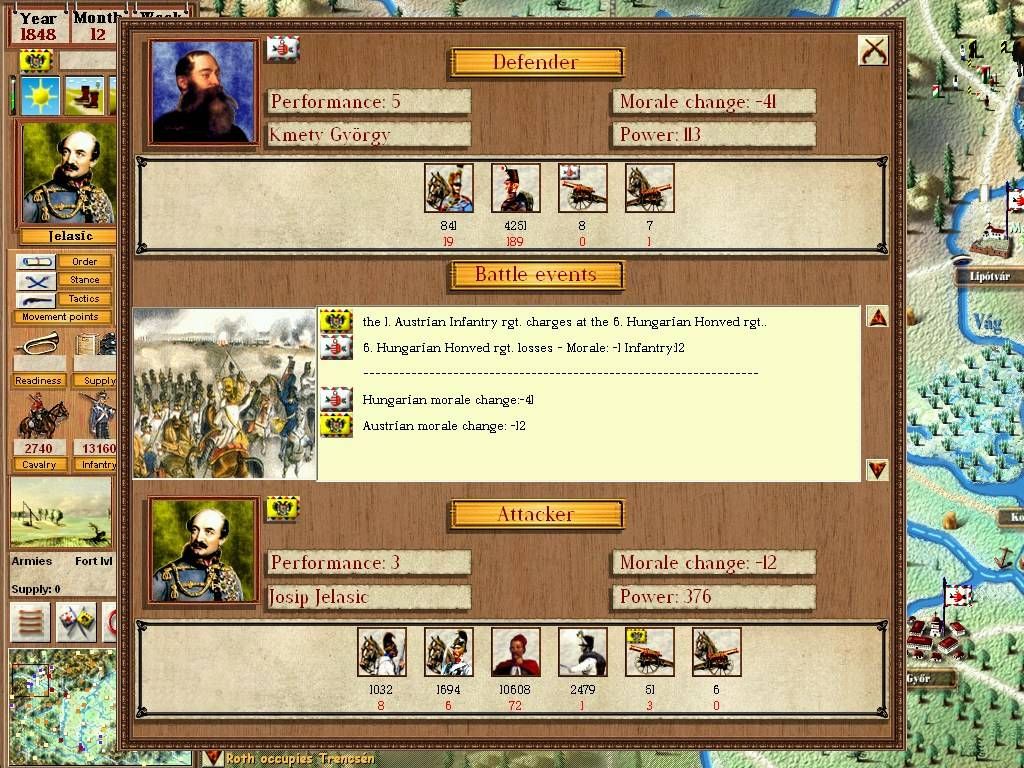1848 (Windows) screenshot: Battle in progress...