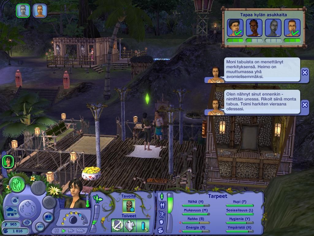 The Sims: Castaway Stories (Windows) screenshot: Native village