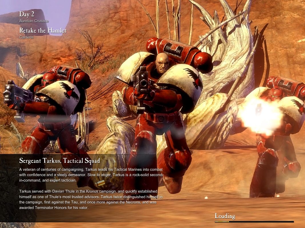 Warhammer 40,000: Dawn of War II (Windows) screenshot: The singleplayer loading screen advances the story.