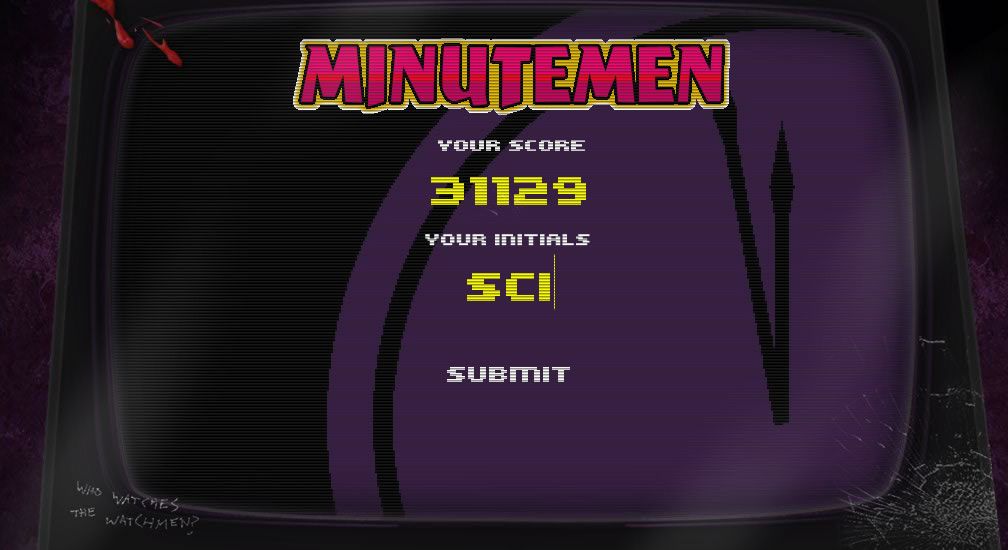Minutemen (Browser) screenshot: High score entry