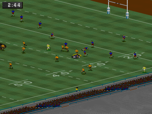 International Rugby League (DOS) screenshot: Tacking a player