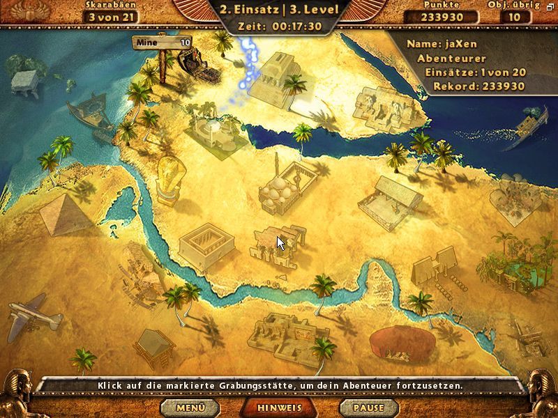 Amazing Adventures: The Lost Tomb (Windows) screenshot: The score and map change during the game.