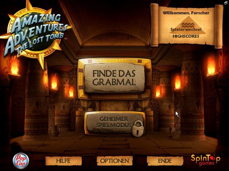 Amazing Adventures: The Lost Tomb (Windows) screenshot: Main menu